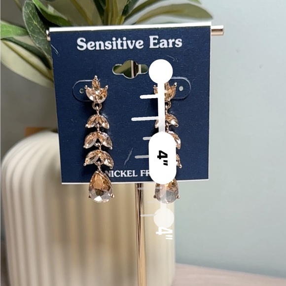 Champagne Crystal Drop Earrings - Picture 5 of 6